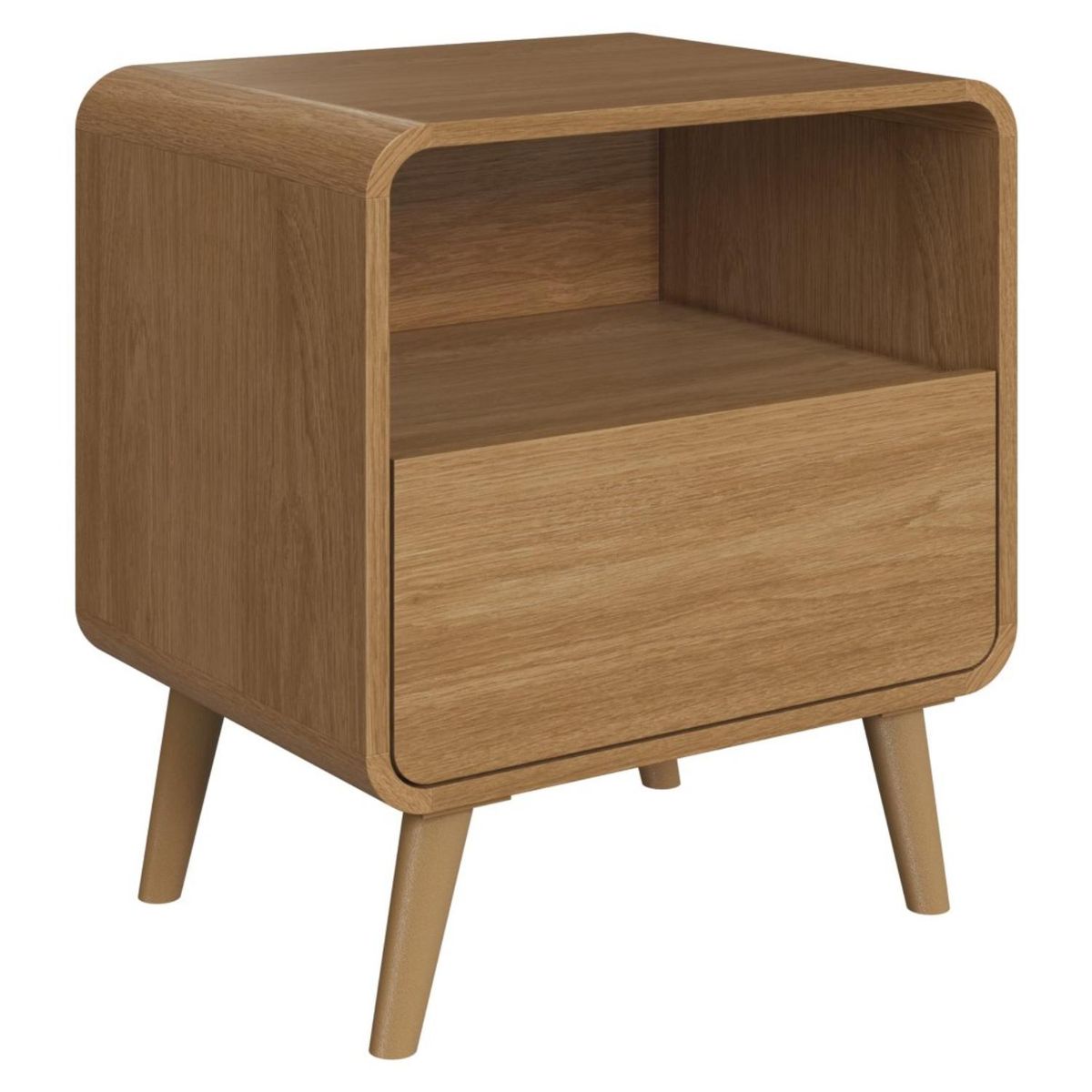 BE DESIGN - Velador Retro 1 Cajón Roble Oscuro Be Design