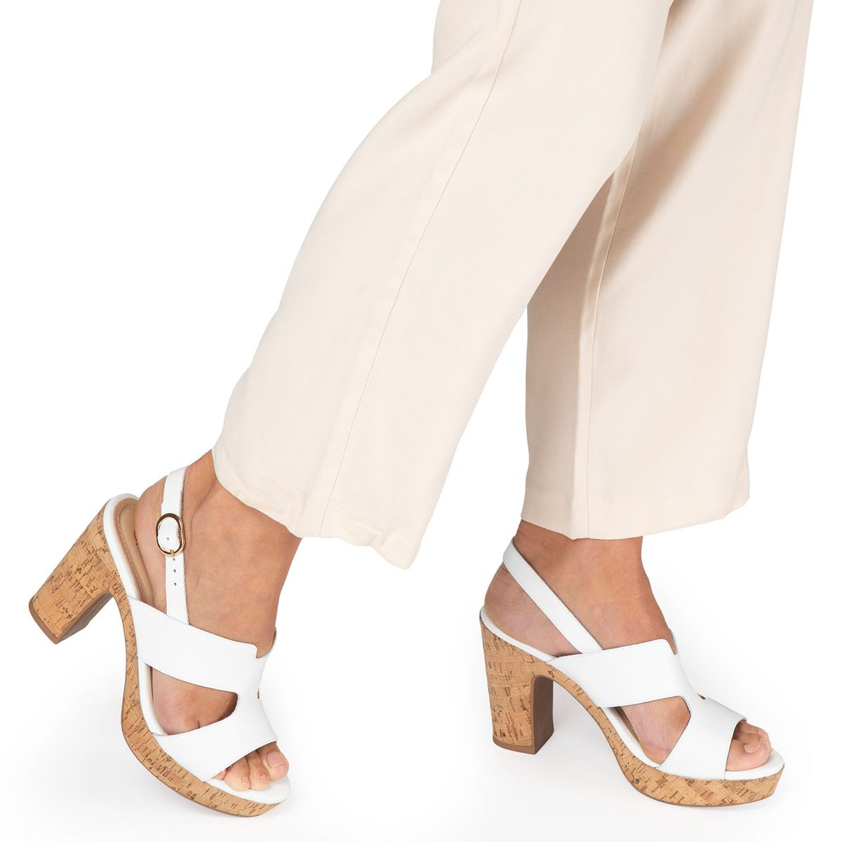 GACEL - Sandalia Mujer Cuero Blanco Gacel