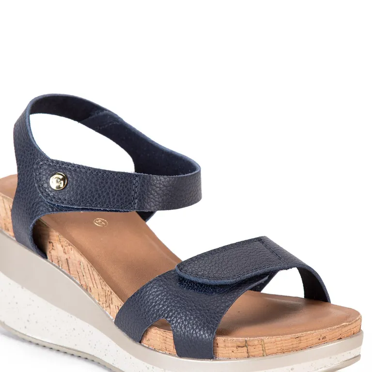 Sandalia Mujer Cuero Azul
