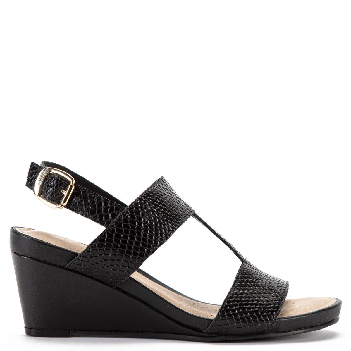 GACEL - Sandalia Mujer Cuero Negro Gacel