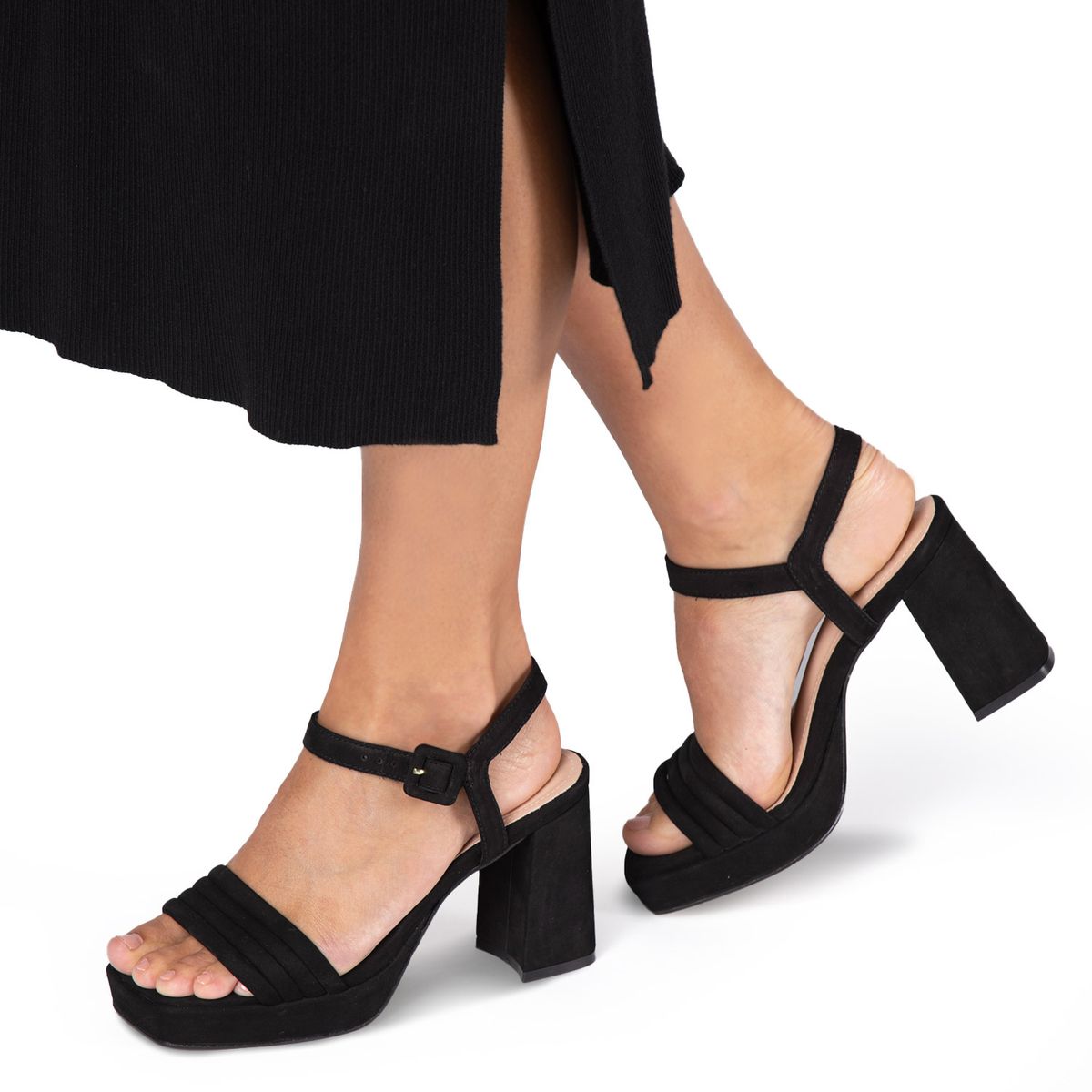 GACEL - Sandalia Mujer Cuero Negro Gacel