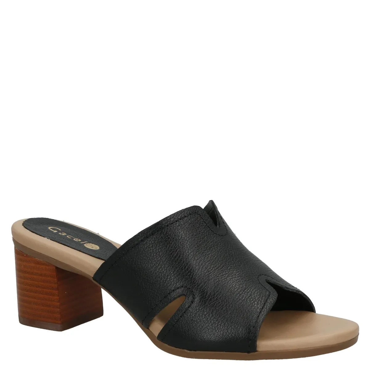 GACEL - Sandalia Mujer Cuero Negro Gacel