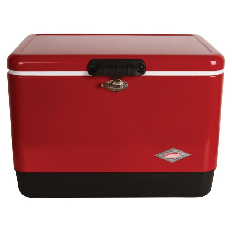 COLEMAN Hielera Con Diseño Retro, Y Tapa Have-A-Seat, 85 Latas, Roja