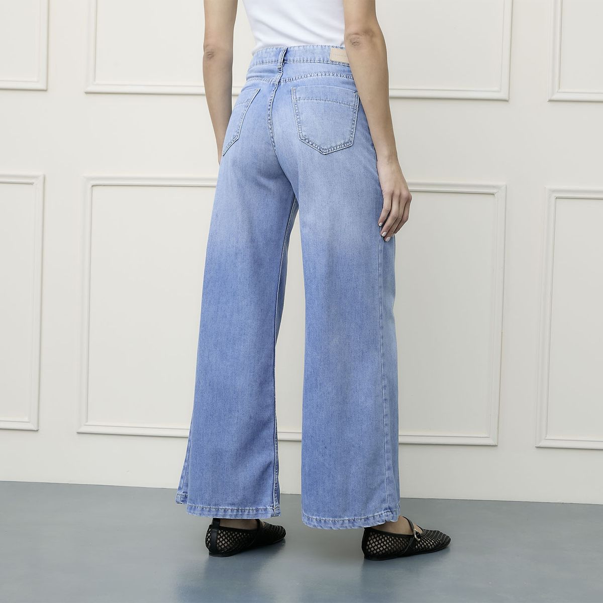 BASEMENT - Jeans Wide Leg Tiro Medio Mujer Basement