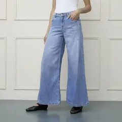 BASEMENT - Jeans Wide Leg Tiro Medio Mujer
