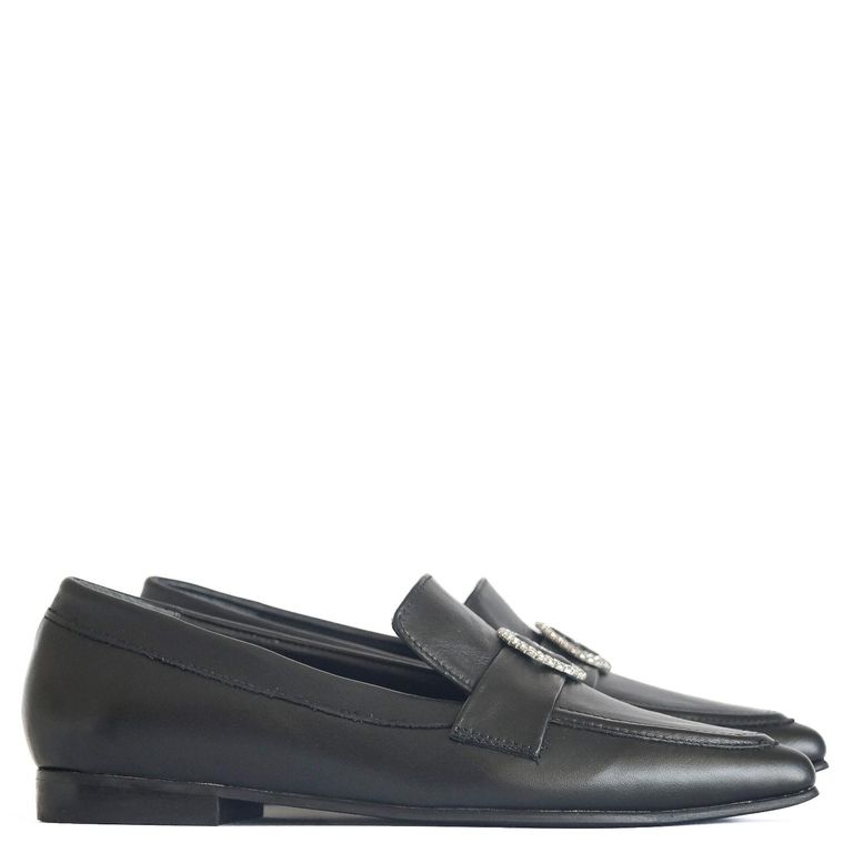Mocasín Mujer Cuero Negro