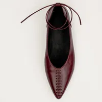 Ballerina Mujer Cuero Burdeo