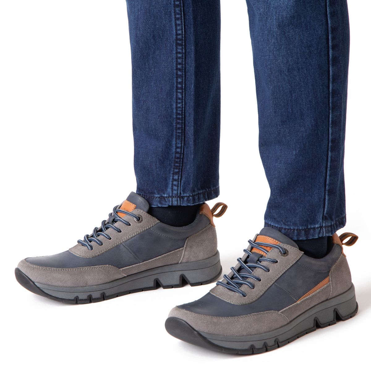 GUANTE - Zapato Casual Hombre Cuero Azul Guante