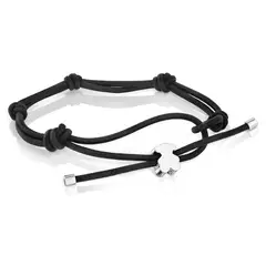 TOUS - Pulsera Elástica Negra Y Oso De Plata Sweet Dolls