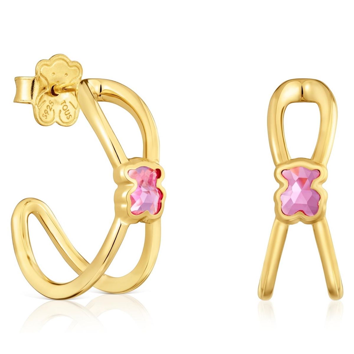 TOUS - Pendientes Aro Con Baño De Oro 18 Kt Sobre Plata Y Rubí Creado En Laboratorio Icon Color Lgg