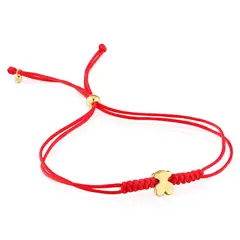 TOUS - Pulsera De Oro Motivo Oso Y Nylon En Color Rojo Sweet Dolls