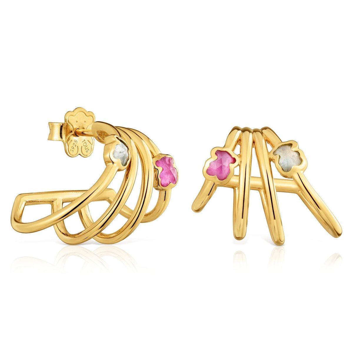 TOUS - Pendientes Aro Con Baño De Oro 18 Kt Sobre Plata Y Gemas Creadas En Laboratorio Icon Color Lgg