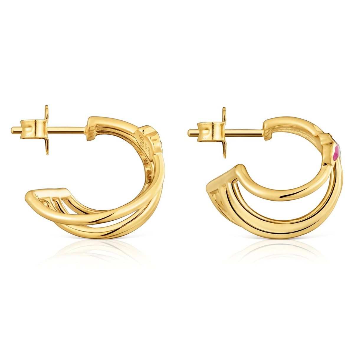 TOUS - Pendientes Aro Con Baño De Oro 18 Kt Sobre Plata Y Gemas Creadas En Laboratorio Icon Color Lgg