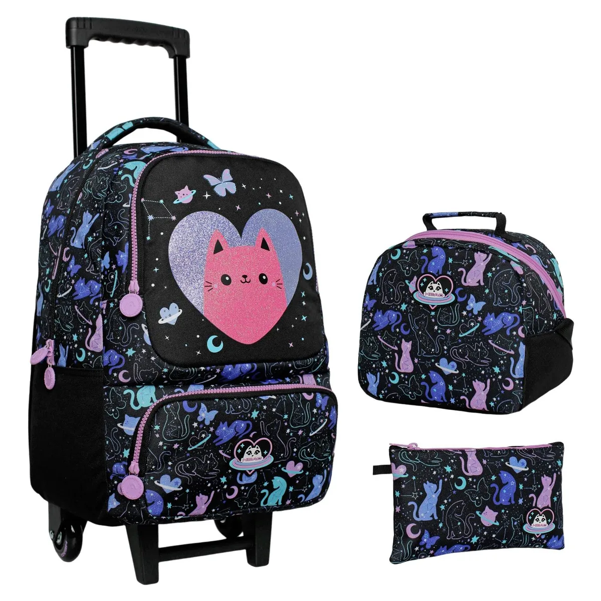 HEAD - Pack Escolar Mochila con rueditas + Lonchera + Estuche