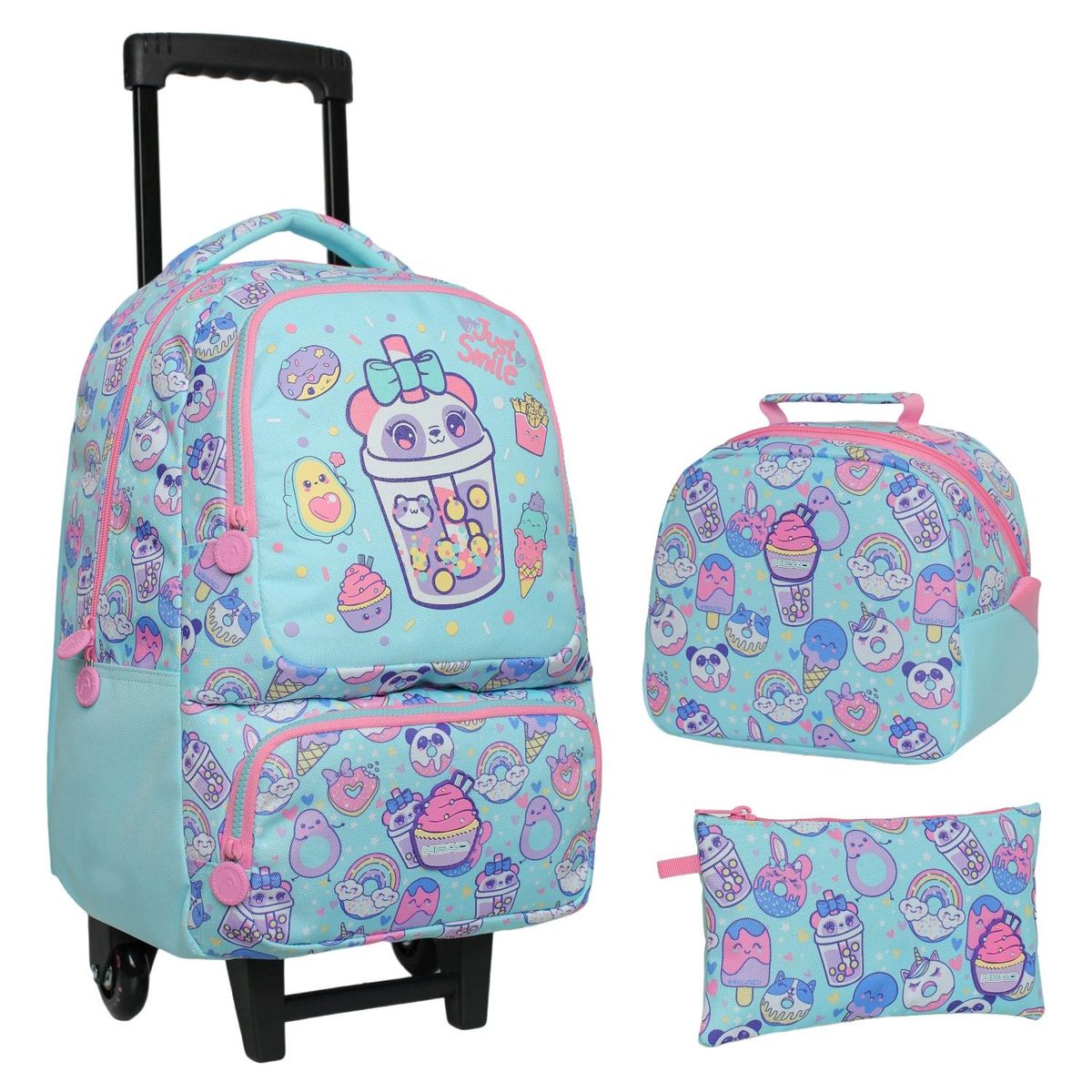 HEAD - Pack Escolar Mochila con rueditas + Lonchera + Estuche