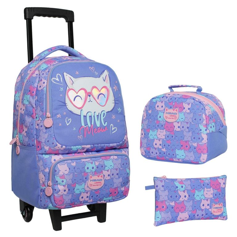 Pack Escolar Mochila con rueditas + Lonchera + Estuche