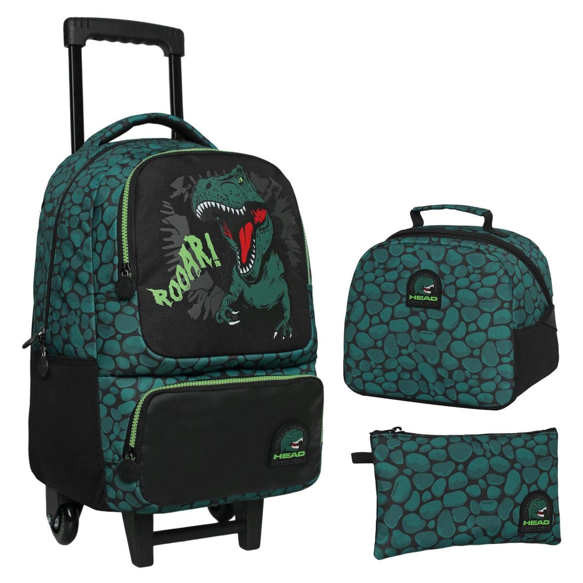 HEAD - Pack Escolar Mochila con rueditas + Lonchera + Estuche