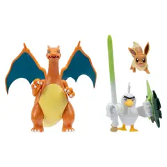 POKEMON - Figura Battle Pack: Charizard + Eevee + Sirfetch'd