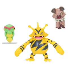 POKEMON - 3 Figuras Battle Pack: Caterpie, Electabuzz y Rockruff
