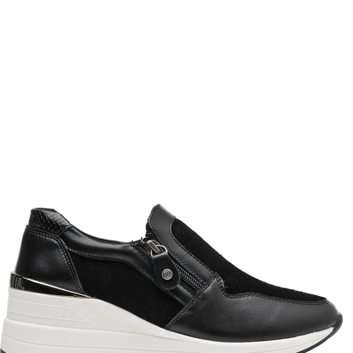 BRUNO ROSSI - Zapatilla Urbana Mujer Cuero Negro Bruno Rossi