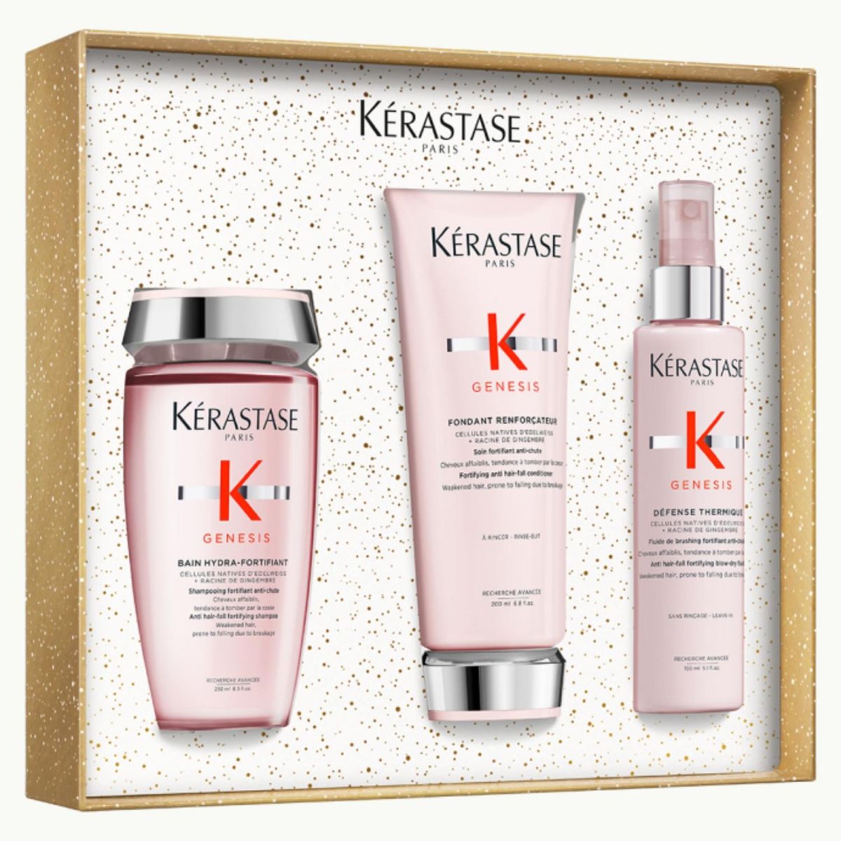 KERASTASE - Shampoo Bain Hydra-Fortifiant 250Ml + Acondicionador Fondant Renforçateur 250Ml + Texturizante Défense Thermique Blow Dry 150Ml Kerastase
