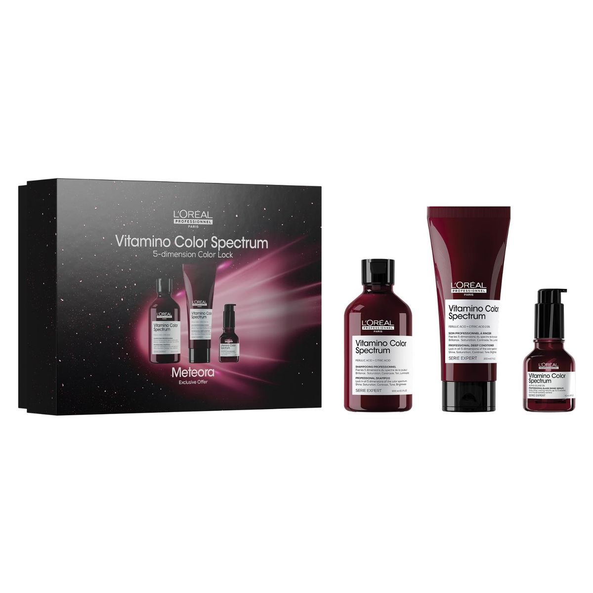 LOREAL PROFESSIONNEL - Set Profesional Cuidado Del Color Profundo Shampoo 300ml + Acondicionador 200ml + Sérum 50ml Vitamino Color Spectrum