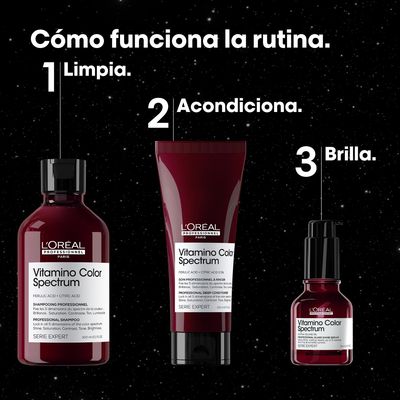 Imagen 2 del producto Set Profesional Cuidado Del Color Profundo Shampoo 300ml + Acondicionador 200ml + Sérum 50ml Vitamino Color Spectrum