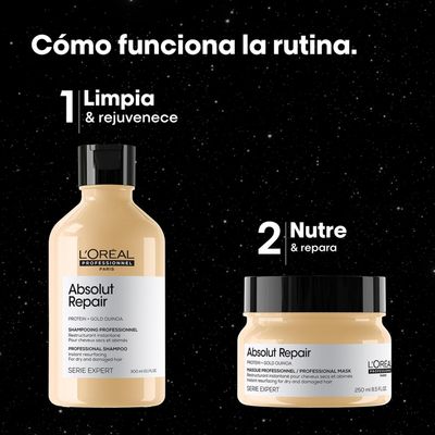 Imagen 2 del producto Set Profesional Reparación Cabello Dañado Shampoo 300ml+ Máscara 250ml Absolut Repair