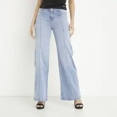MOSSIMO - Jeans Wide Leg Tiro Medio Algodón Mujer
