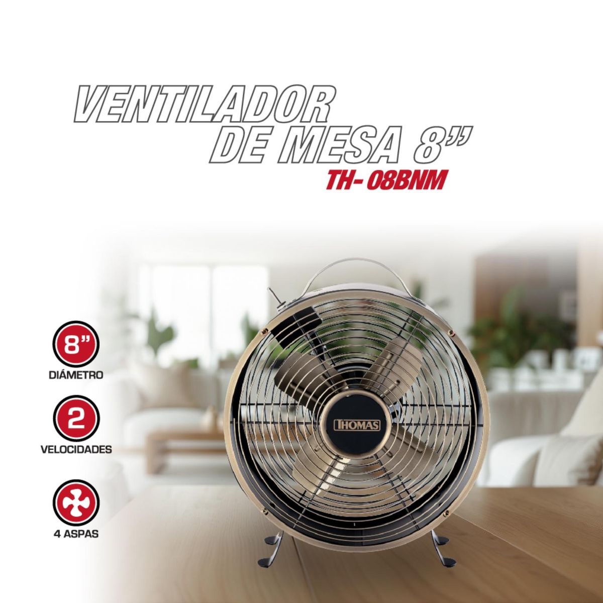 THOMAS - Ventilador de Mesa TH-08BNM Thomas