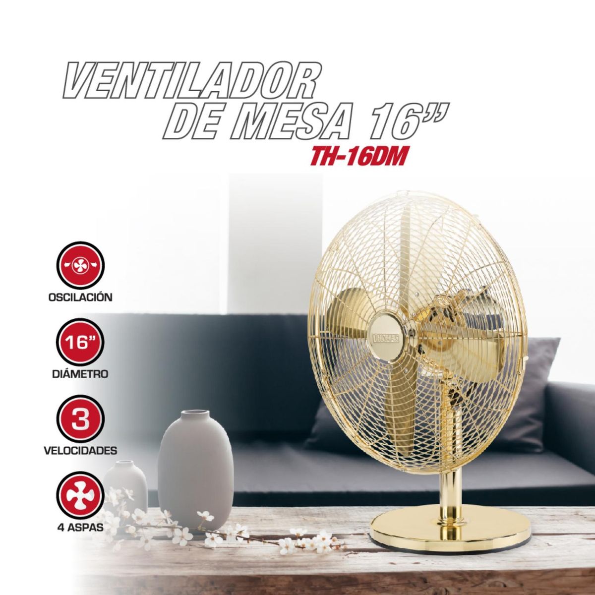 THOMAS - Ventilador de Mesa 16 TH-16DM Thomas