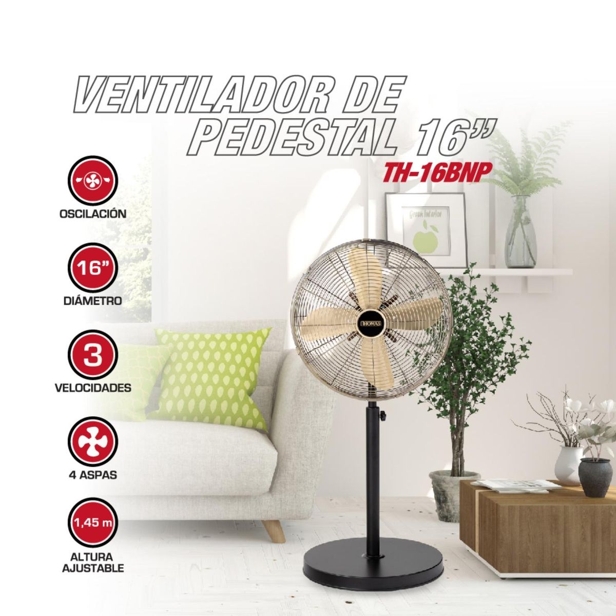 THOMAS - Ventilador de Pedestal TH-16BNP Thomas