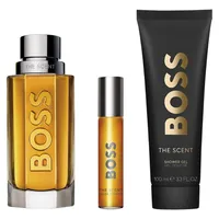 Set Perfume Boss The Scent Eau De Toilette Para Hombre 100 Ml + Travel Spray 10 Ml + Shower Gel 100 Ml