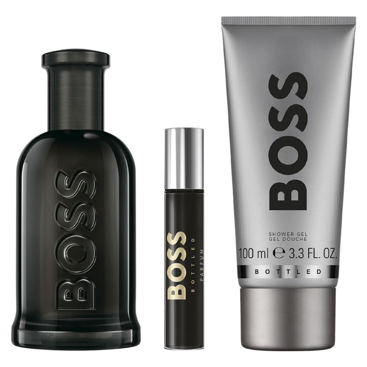HUGO BOSS - Set Perfume Boss Bottled Parfum Para Hombre 100 Ml + Travel Spray 10 Ml + Shower Gel 100 Ml
