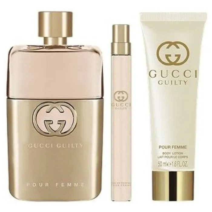 Set Guilty Eau De Parfum Para Mujer 90 Ml + Pen Spray 10 Ml + Body Lotion 50 Ml