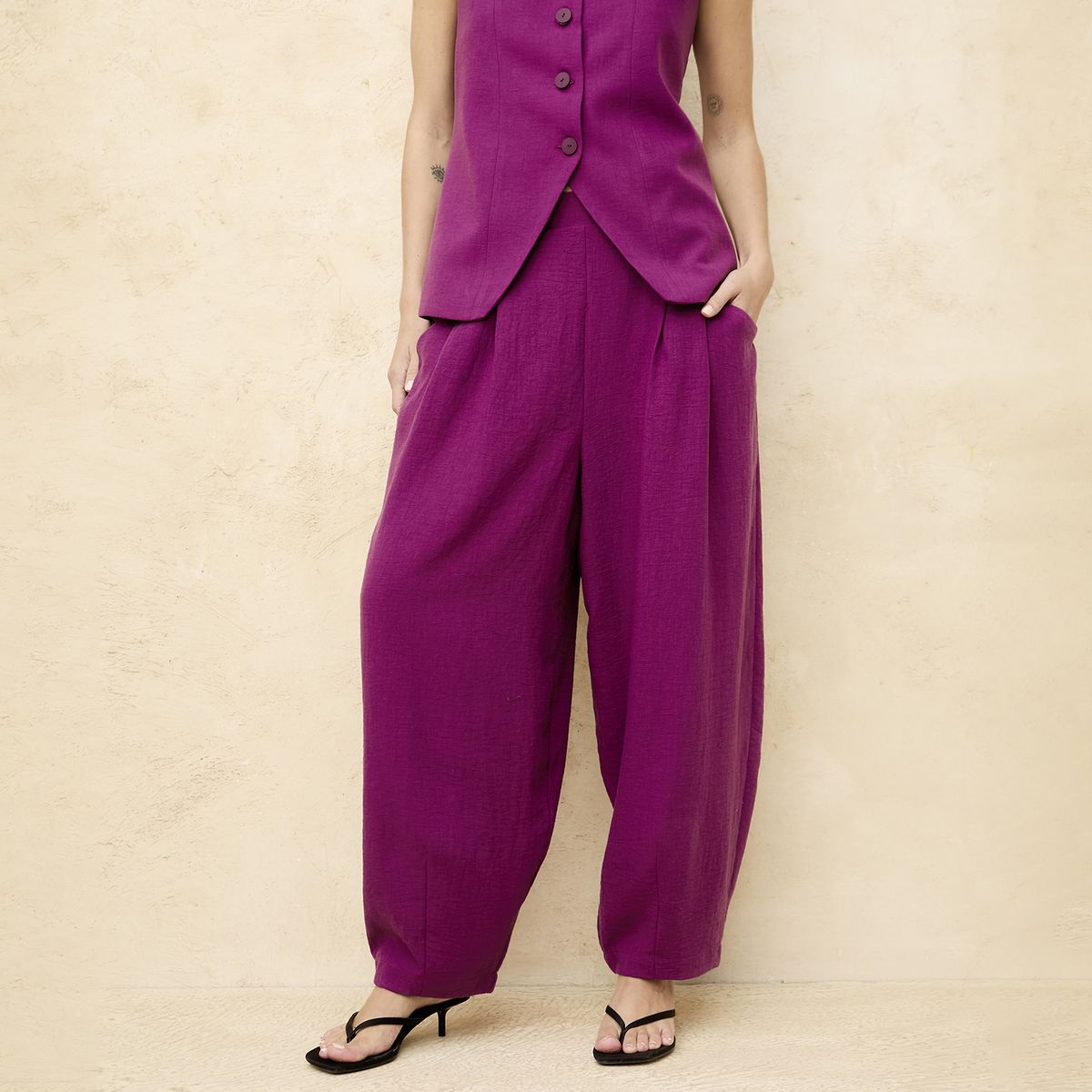 BASEMENT - Pantalón Balloon Tiro Medio Mujer Basement