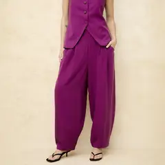 BASEMENT - Pantalón Balloon Tiro Medio Mujer