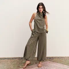 BASEMENT - Pantalón Balloon Tiro Medio Mujer