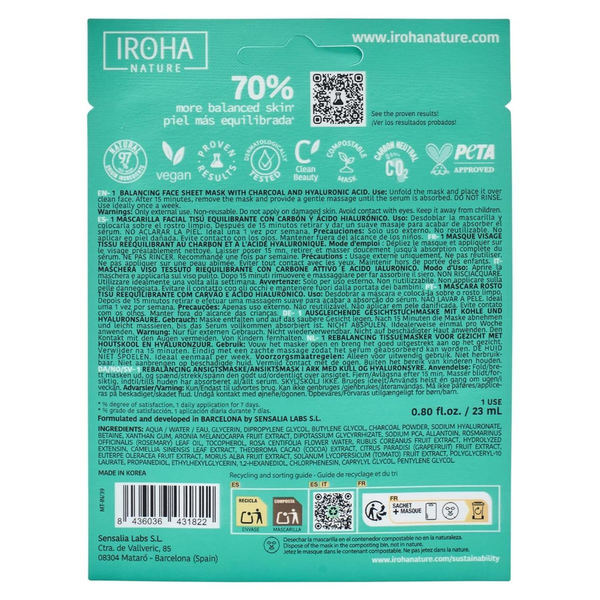 IROHA - Masc. Reequilibrante Carbon Iroha