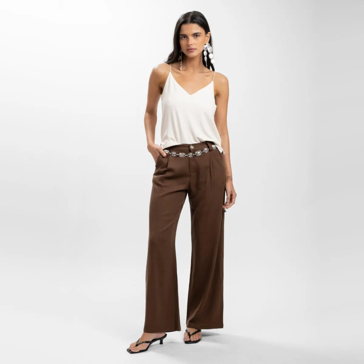 LOLITA LPK - Pantalón Wide Leg Tiro Medio Mujer Lolita Lpk
