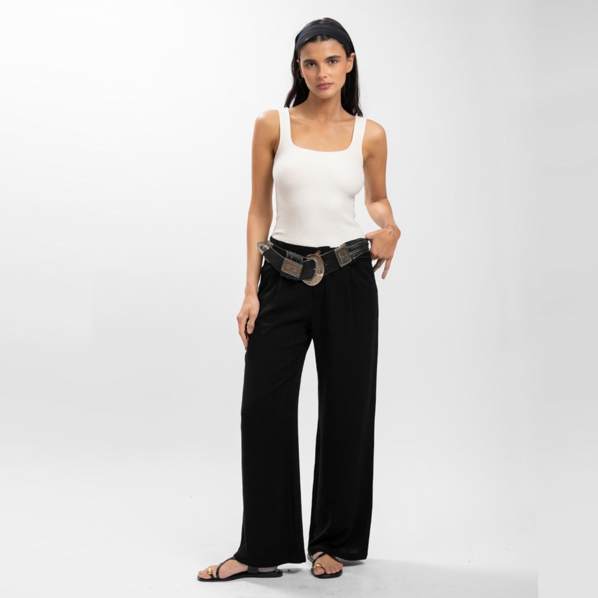 LOLITA LPK - Pantalón Wide Leg Tiro Medio Mujer Lolita Lpk