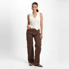 LOLITA LPK - Jeans Leva Recto Tiro Bajo Café Mujer