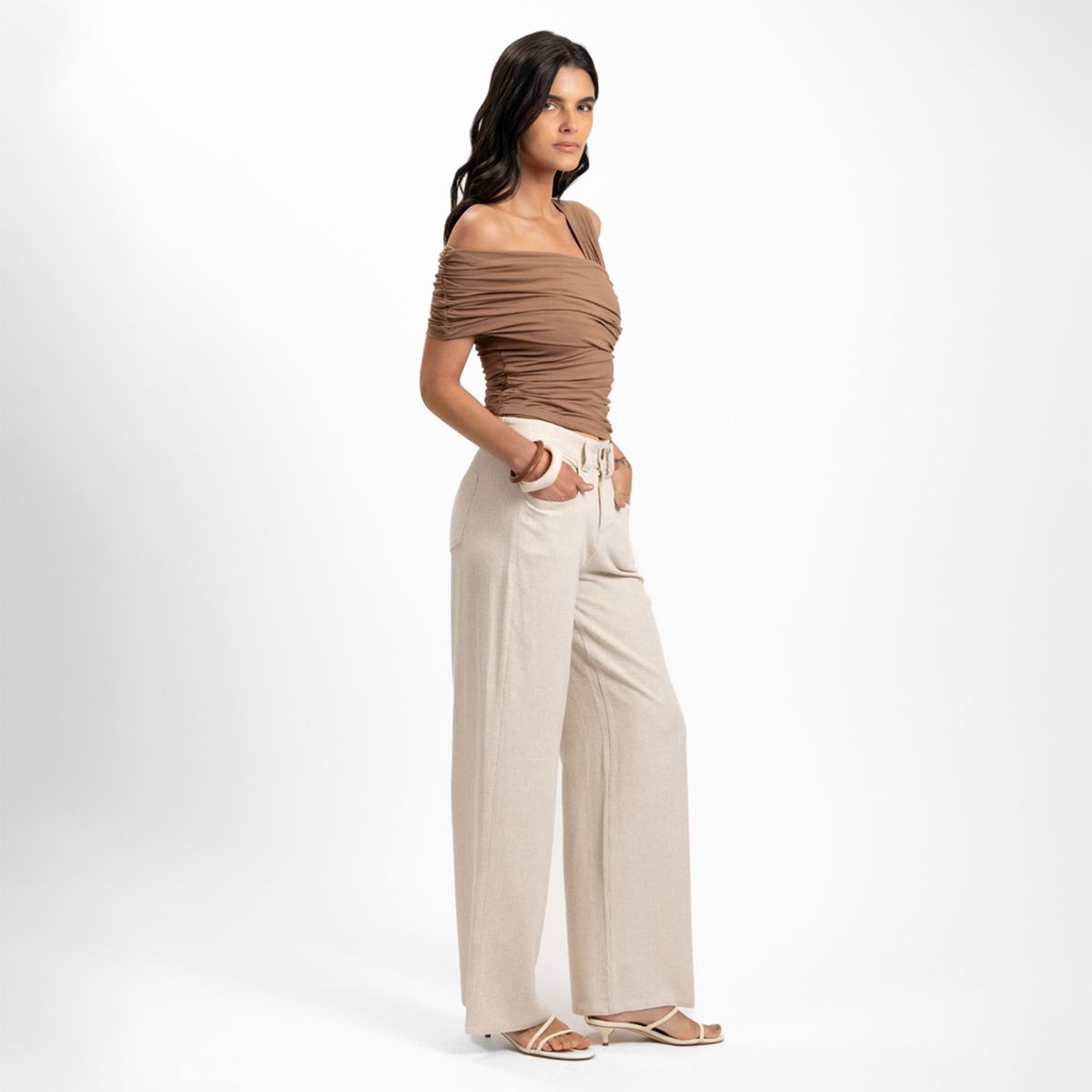 LOLITA POCKET - Polera Café Mujer Lolita Pocket