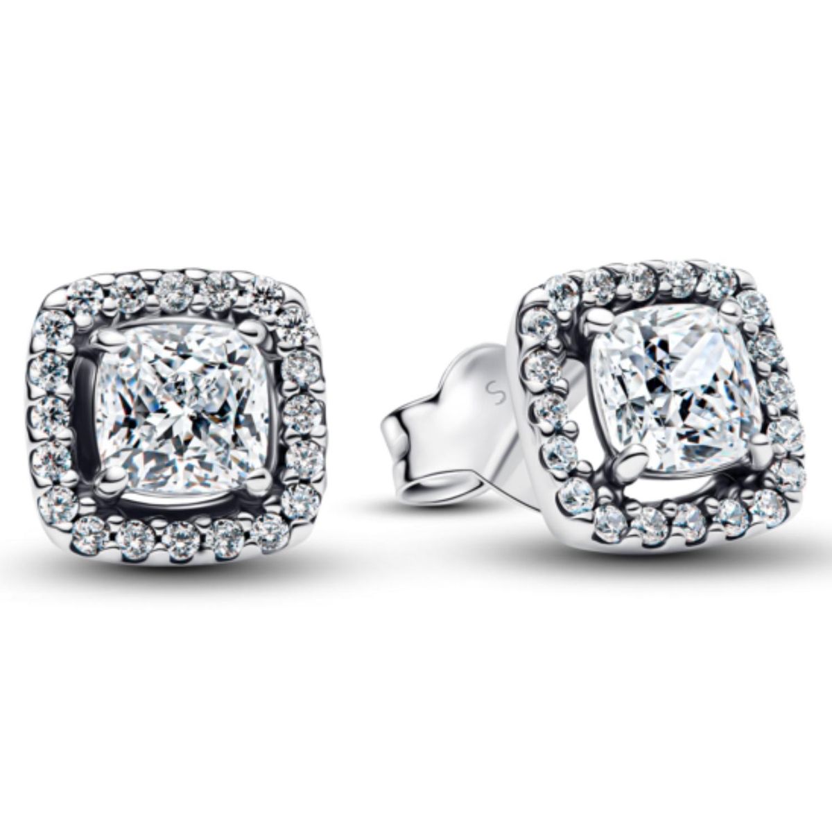 PANDORA - Aretes Halo Cuadrado Mujer Pandora
