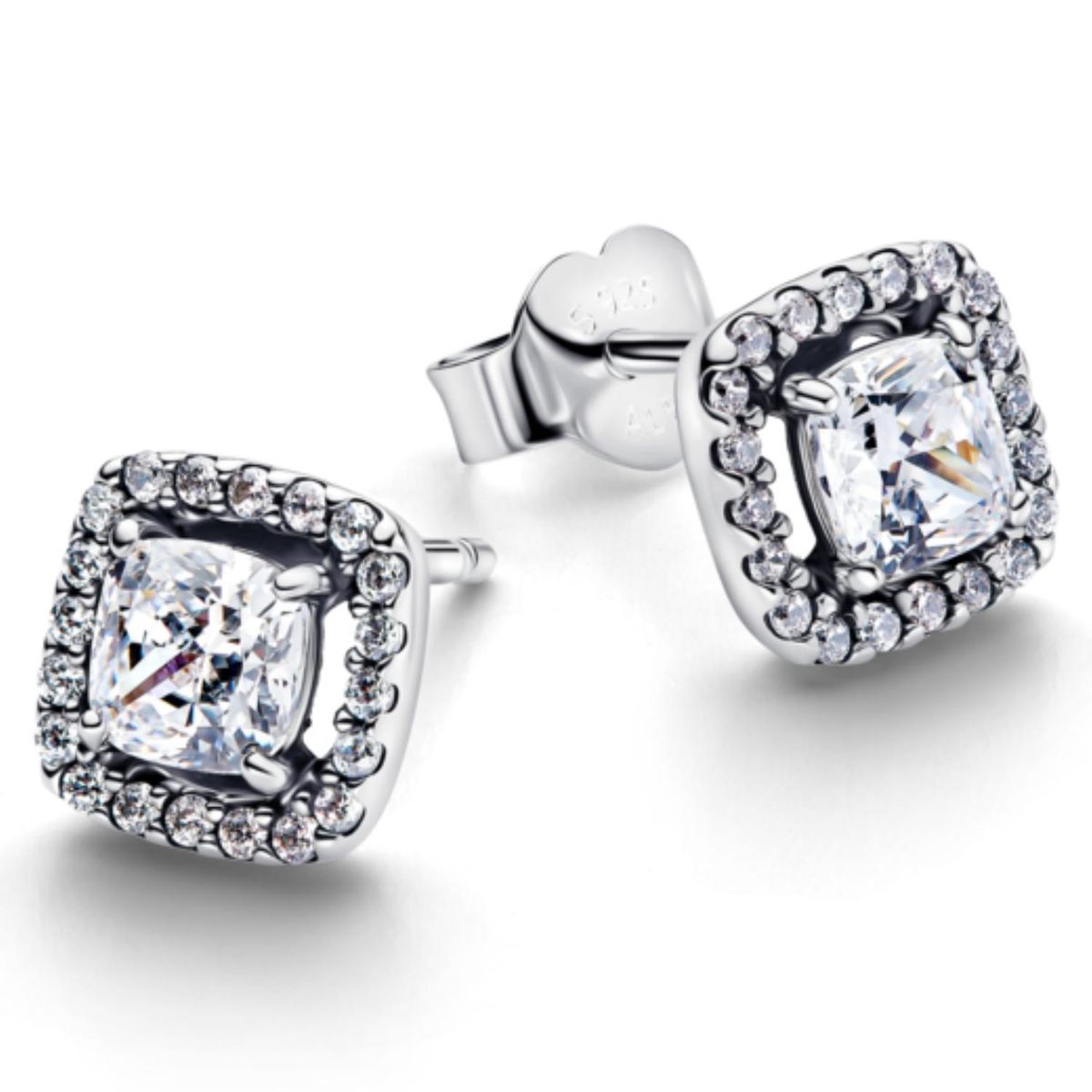 PANDORA - Aretes Halo Cuadrado Mujer Pandora