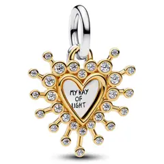 PANDORA - Charm Colgante Doble Corazón Radiante Mujer