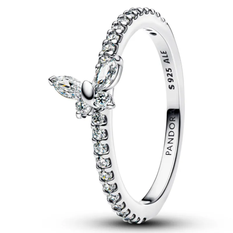 PANDORA - Anillo Mariposa Resplandeciente Plateado