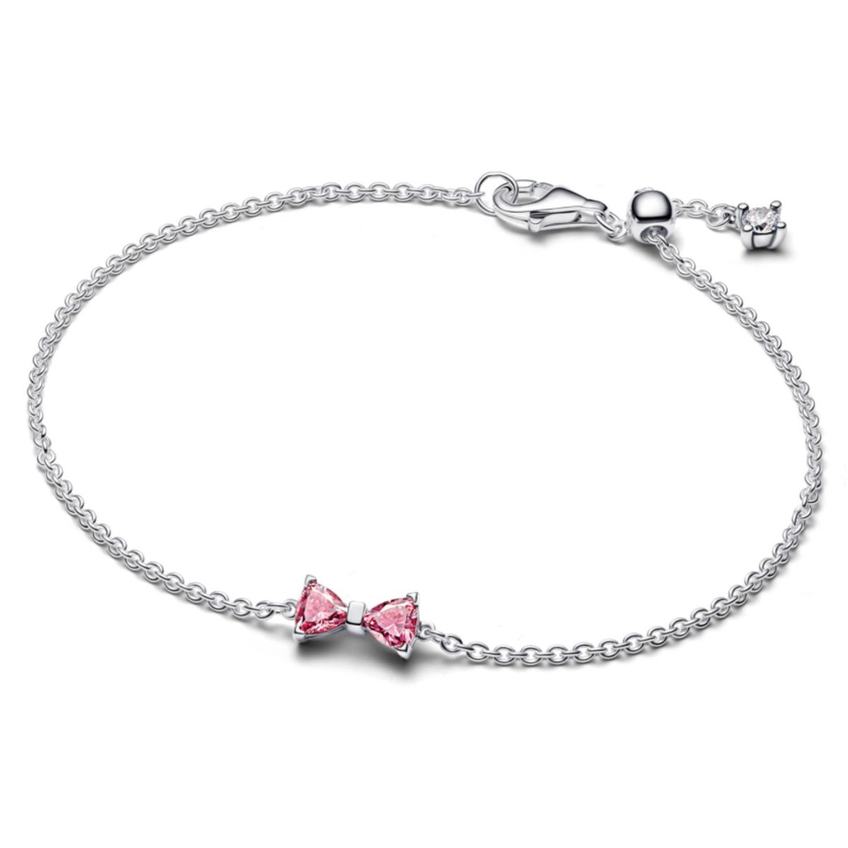 PANDORA - Brazalete Cadena con Moño Rosa Mujer Pandora