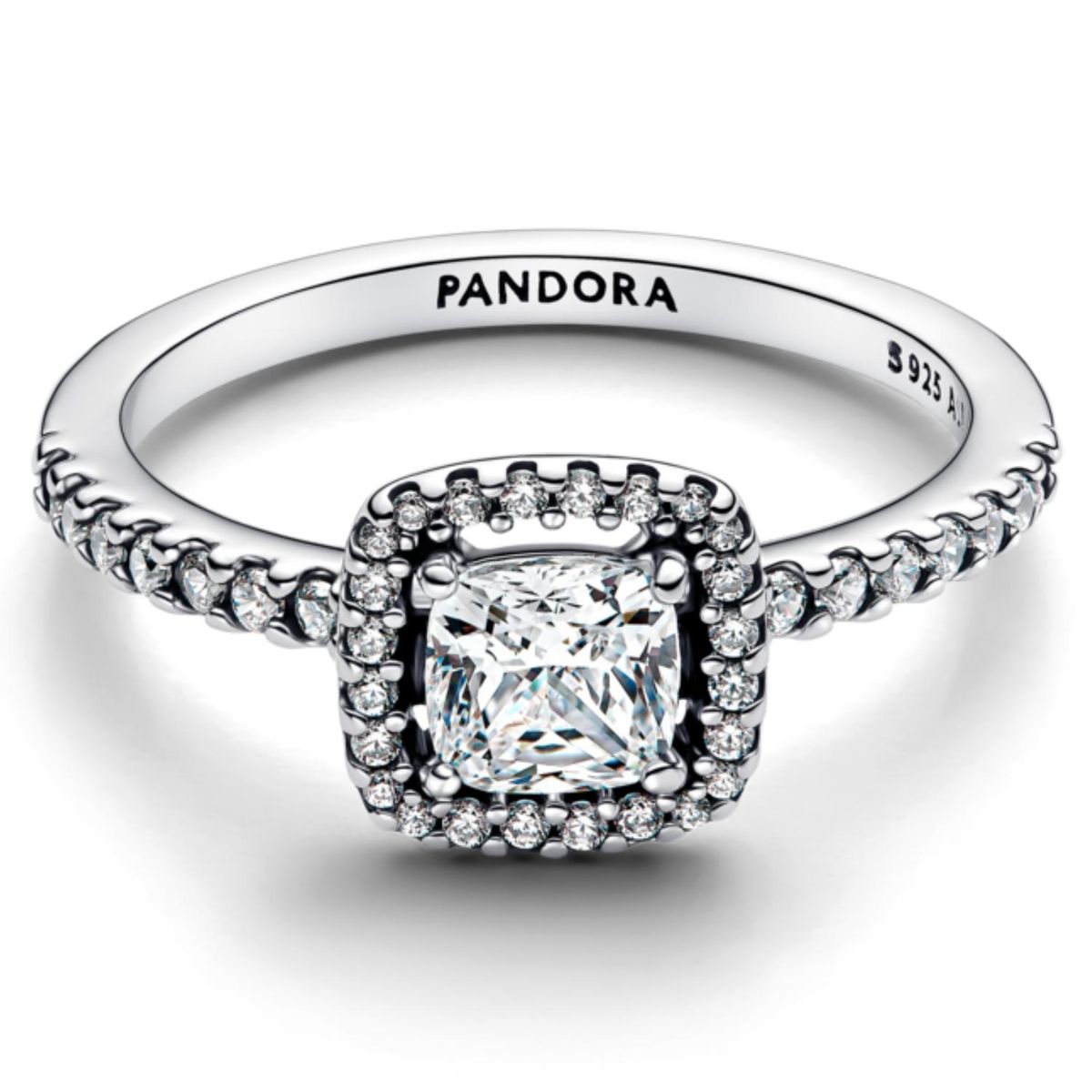 PANDORA - Anillo Halo Cuadrado Brillante Mujer Pandora