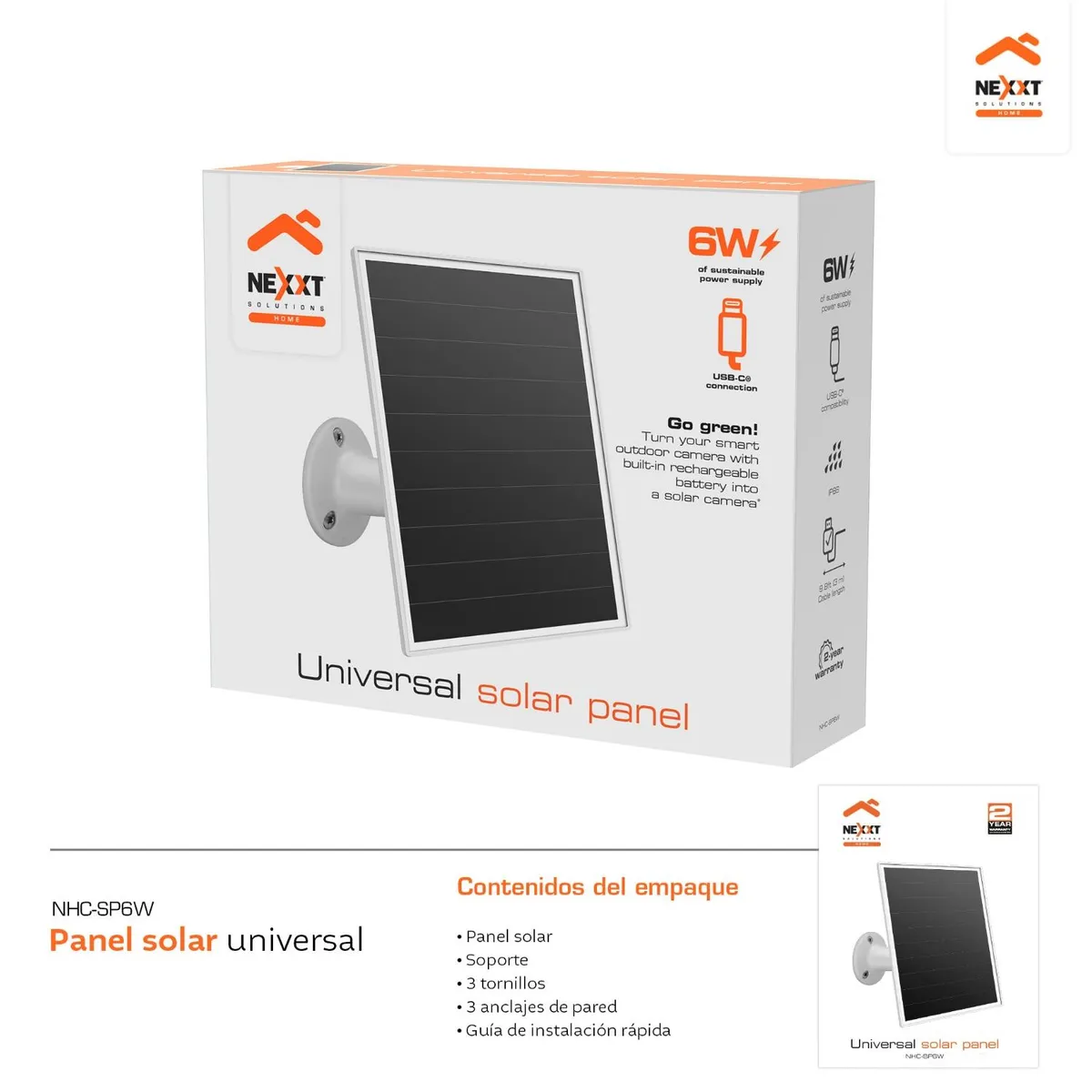 NEXXT SOLUTIONS - Panel Solar 6W USB TIP Nexxt Solutions